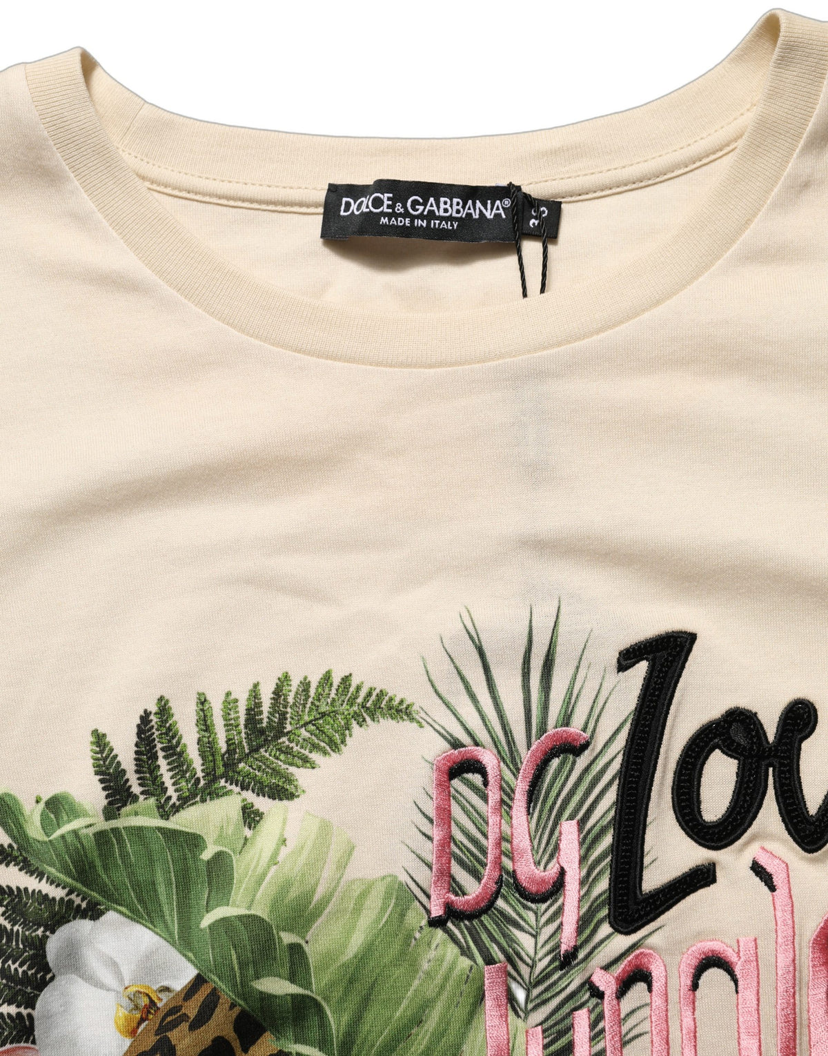 Dolce & Gabbana Women's Short-Sleeve Round Neck Cotton T-Shirt - Beige Print