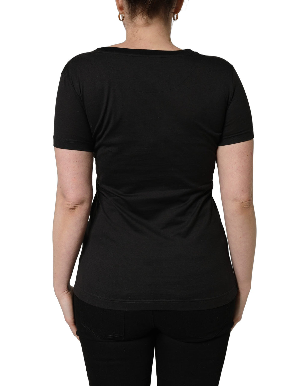 Dolce & Gabbana Women's Short-Sleeve Round Neck Cotton T-Shirt - Black Print