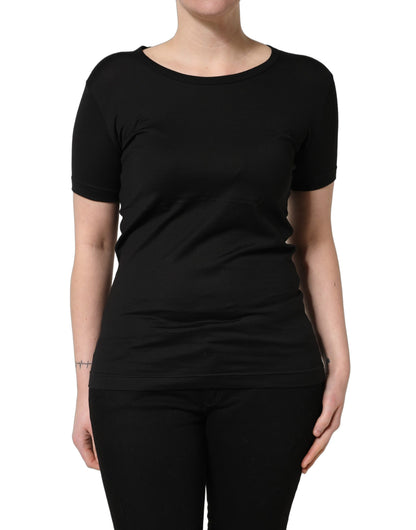 Dolce & Gabbana Women's Short-Sleeve Round Neck Cotton T-Shirt - Black