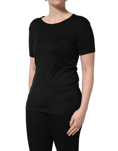Dolce & Gabbana Women's Short-Sleeve Round Neck Cotton T-Shirt - Black