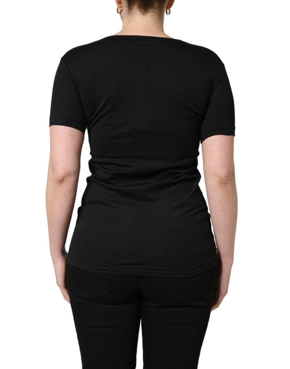 Dolce & Gabbana Women's Short-Sleeve Round Neck Cotton T-Shirt - Black