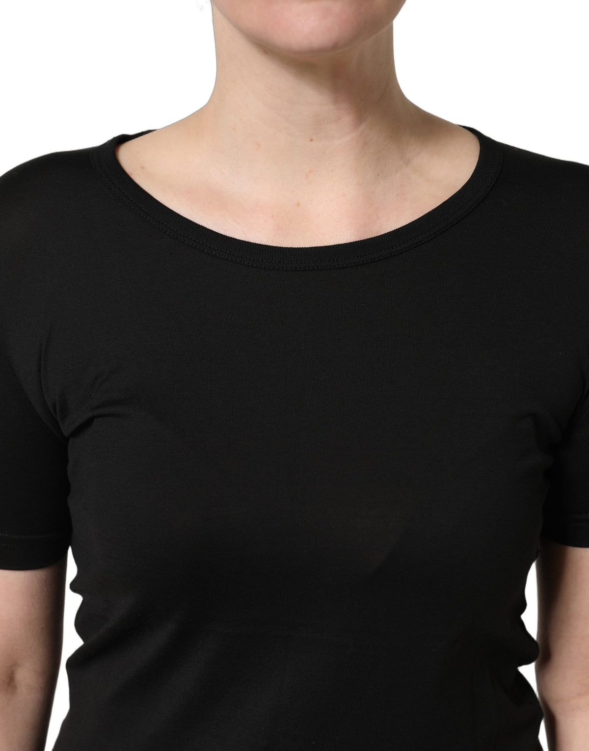 Dolce & Gabbana Women's Short-Sleeve Round Neck Cotton T-Shirt - Black