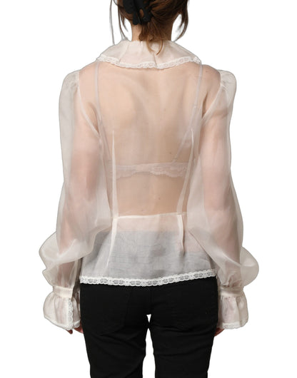 Dolce & Gabbana Women's Long-Sleeve Silk & Nylon Blouse - White