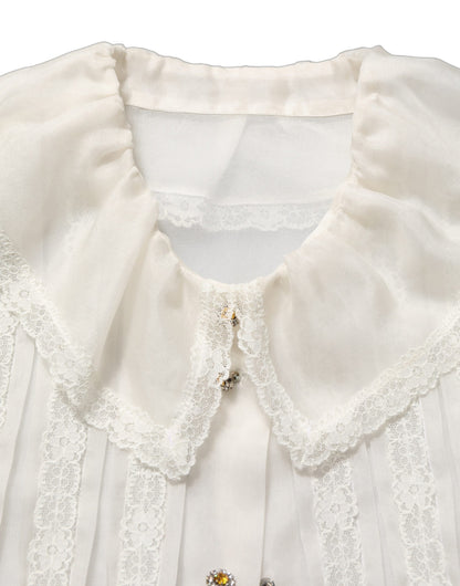 Dolce & Gabbana Women's Long-Sleeve Silk & Nylon Blouse - White