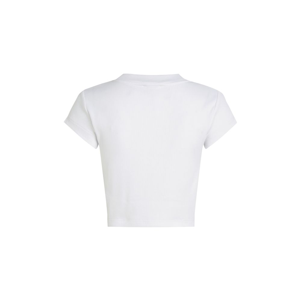 T-Shirt by Calvin Klein Jeans for women in stretch cotton white showcases a chic silhouette, artfully detailed with a chic and for a chic finish.