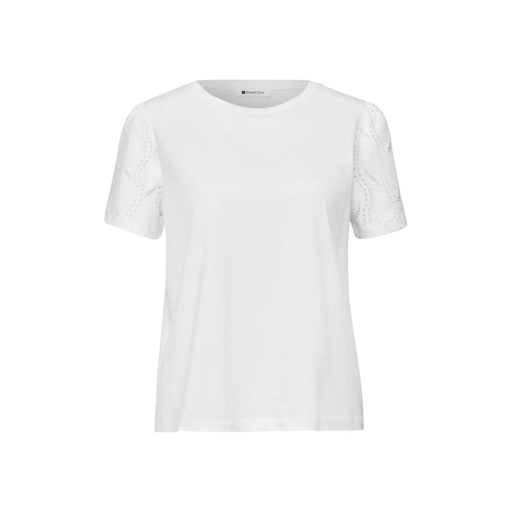 T-Shirt by Street One for women in modal & cotton cream features an on trend silhouette, perfectly showcasing a on trend short-sleeve and crew neckline for an elevated aesthetic.