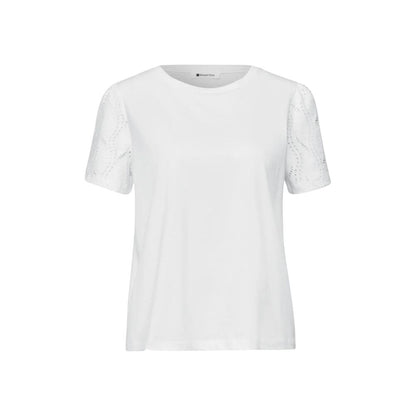 T-Shirt by Street One for women in modal & cotton cream features an on trend silhouette, perfectly showcasing a on trend short-sleeve and crew neckline for an elevated aesthetic.