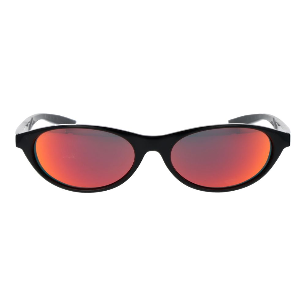 Sunglasses by Nike for unisex in plastic and black presents a sumptuous silhouette, featuring black coloured frame and full-rim oval frame design with mirrored category-3-dark-tint lens for a sumptuous look.