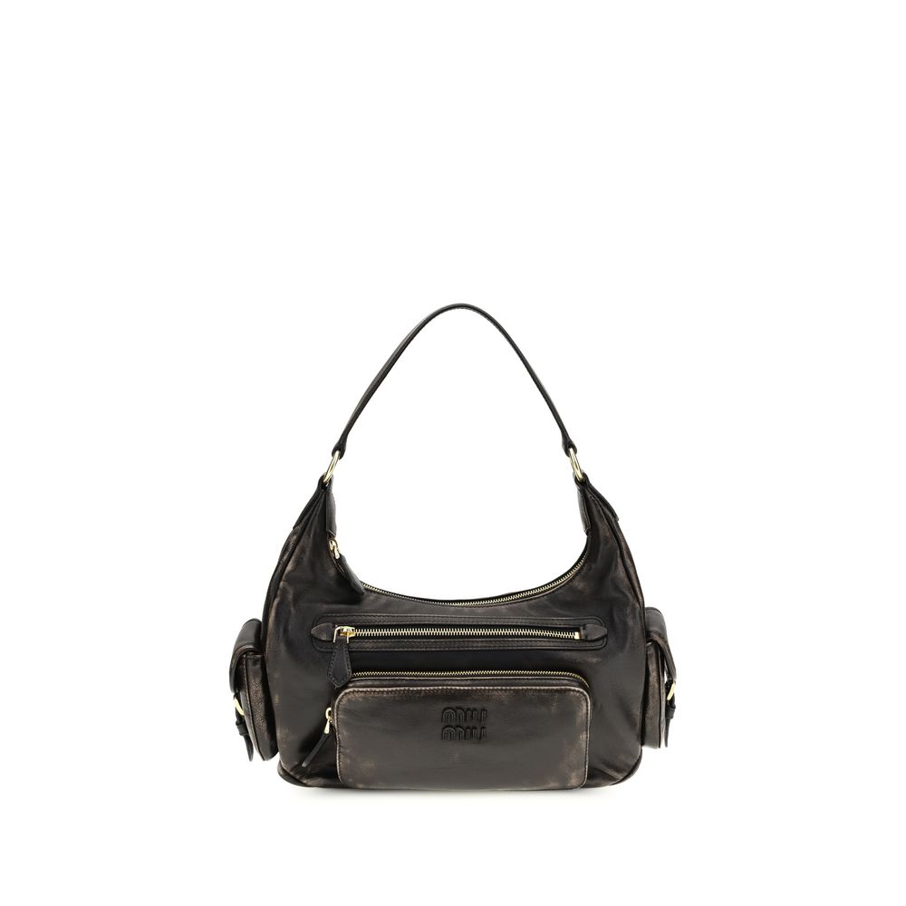 Miu Bos Taurus Calf Leather Shoulder Bag - Brown Gold