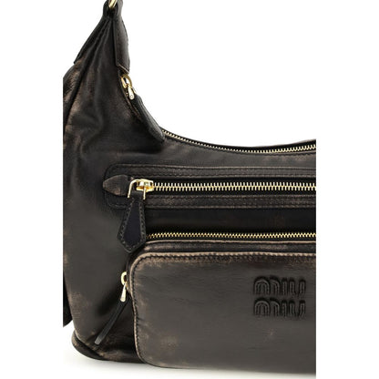 Miu Bos Taurus Calf Leather Shoulder Bag - Brown Gold