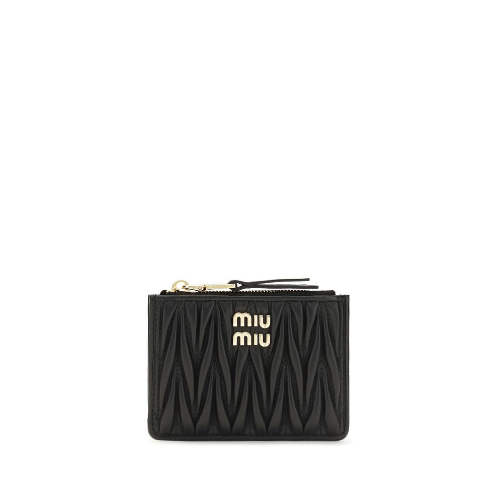 Miu Leather Cardholder Wallet - Black Gold