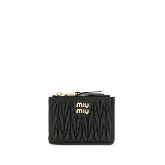 Miu Leather Cardholder Wallet - Black Gold