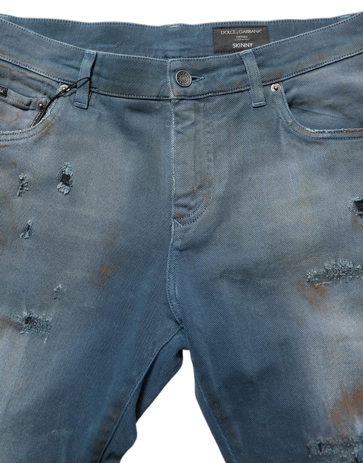 Dolce & Gabbana 501 Men's Skinny Leg Regular Fit Mid Rise Stretch Denim Cotton Jeans - Blue Signature