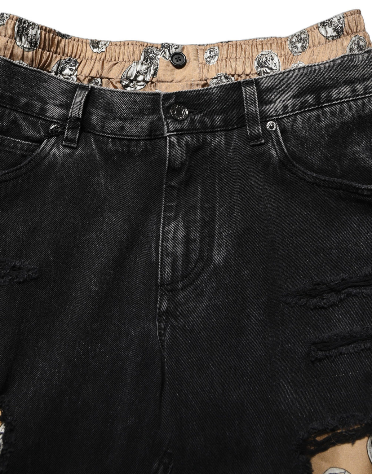 Dolce & Gabbana Men's Straight Regular Fit Denim Cotton Jeans - Black Signature Print