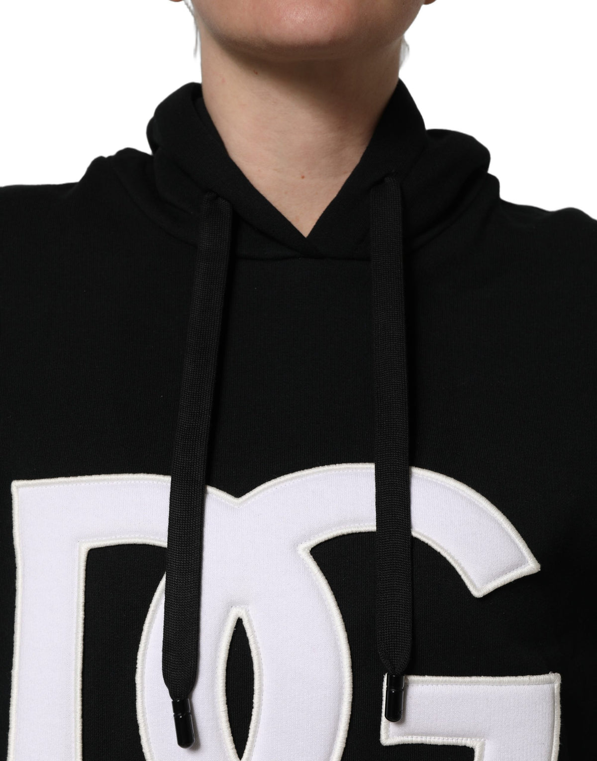 Dolce & Gabbana Women's Cotton Sweatshirt Hoodie - Black White