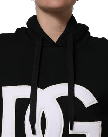 Dolce & Gabbana Women's Cotton Sweatshirt Hoodie - Black White