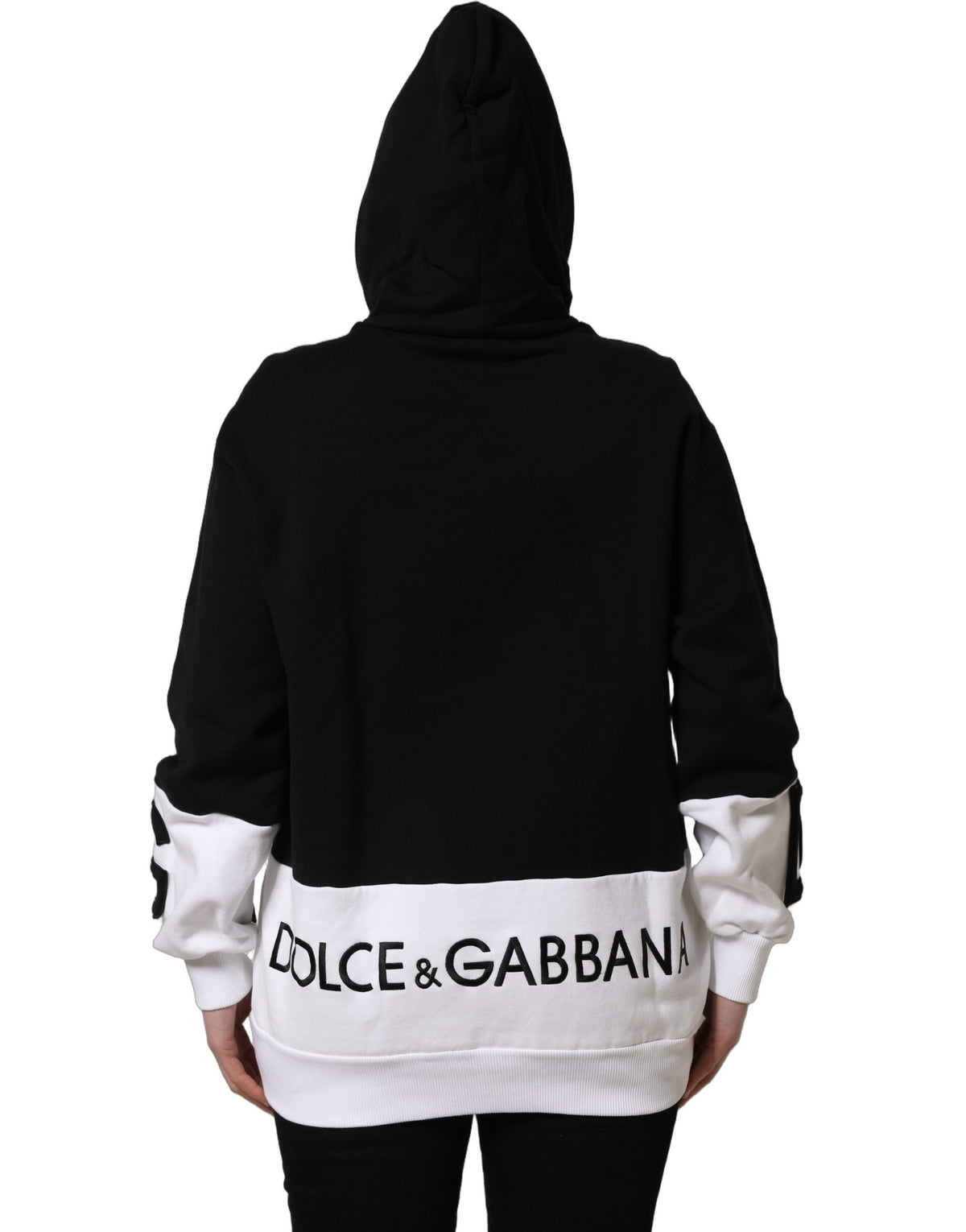 Dolce & Gabbana Women's Cotton Sweatshirt Hoodie - Black White