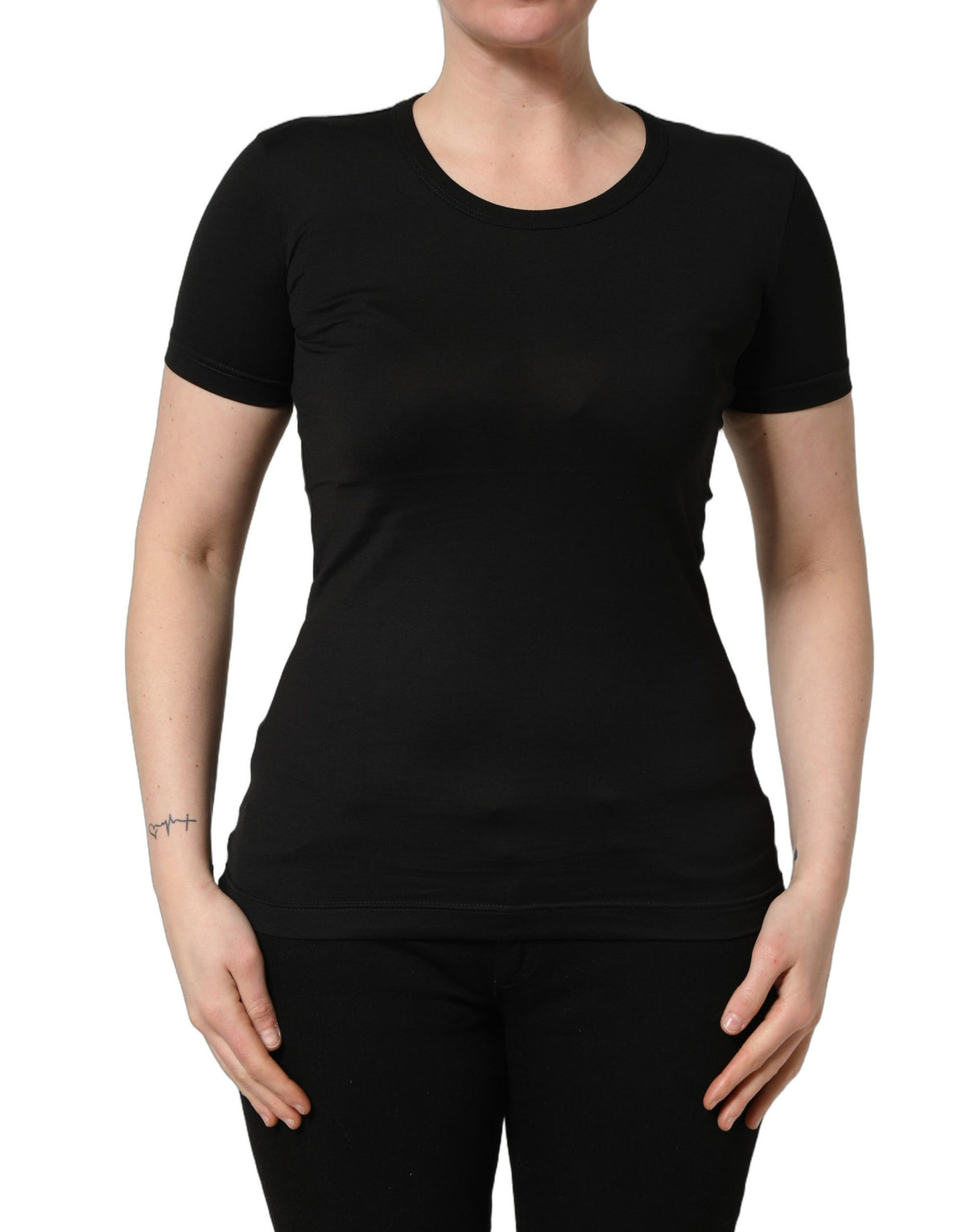 Dolce & Gabbana Women's Short-Sleeve Round Neck Cotton T-Shirt - Black