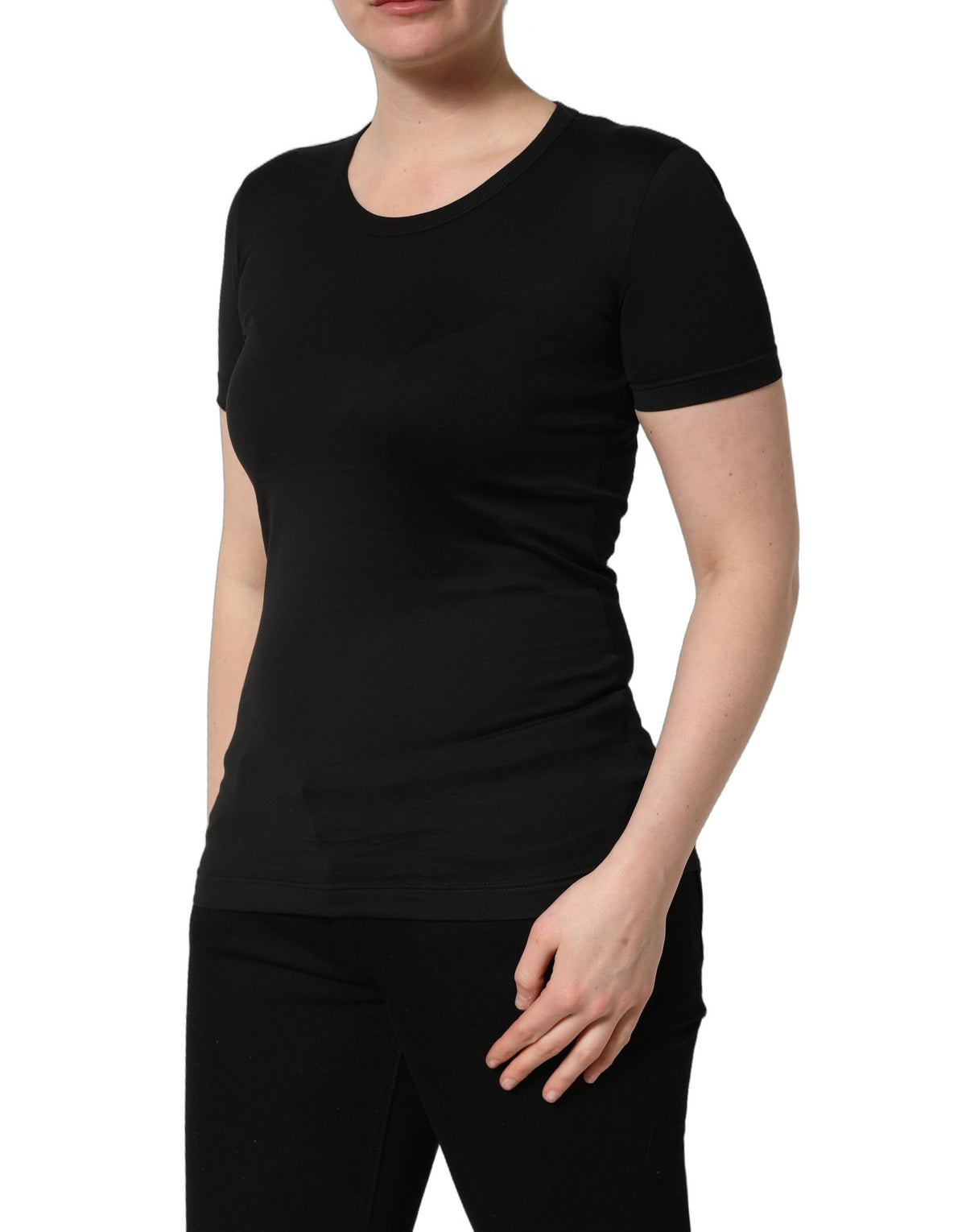Dolce & Gabbana Women's Short-Sleeve Round Neck Cotton T-Shirt - Black