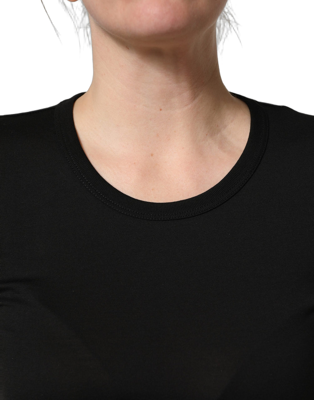 Dolce & Gabbana Women's Short-Sleeve Round Neck Cotton T-Shirt - Black