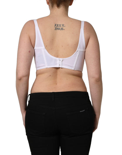 Dolce & Gabbana Women's Crop Top Cropped Silk Polyester & Rhinestone Corset - White