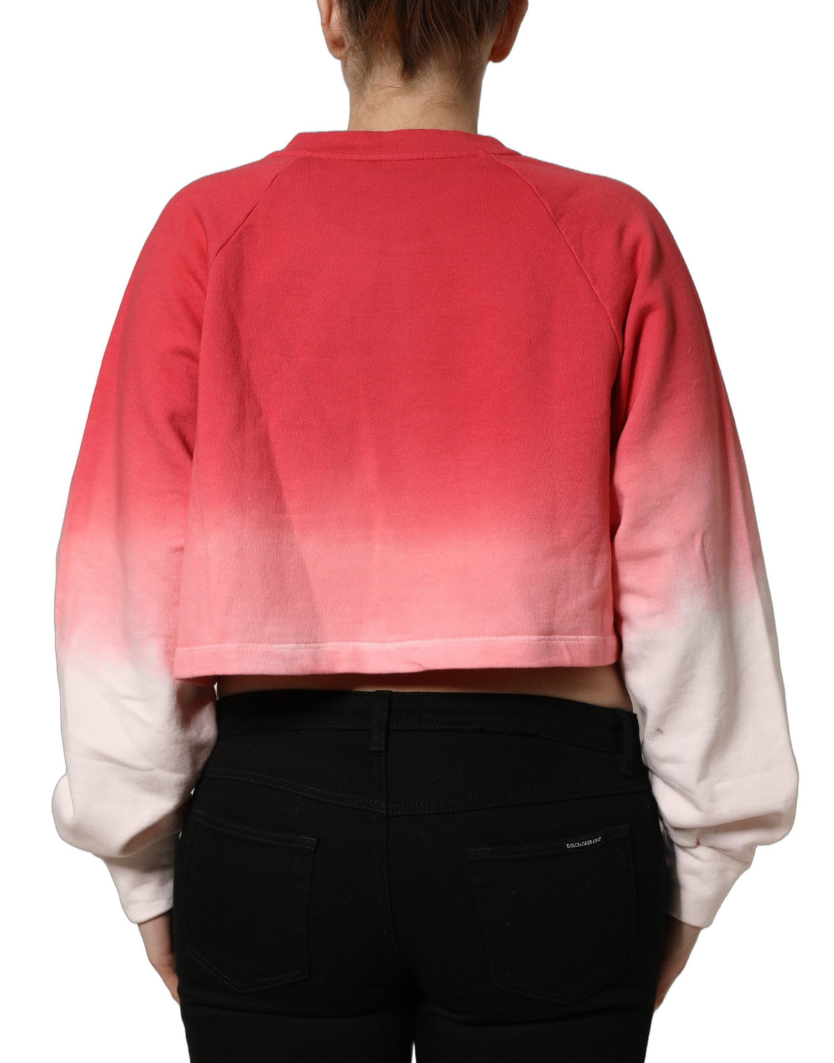 Dolce & Gabbana Strawberry Women's Crop Top Cropped Round Neck Cotton Sweatshirt - Multicolor Print