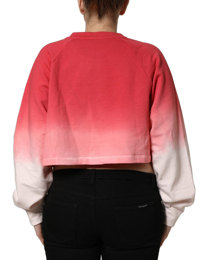 Dolce & Gabbana Strawberry Women's Crop Top Cropped Round Neck Cotton Sweatshirt - Multicolor Print