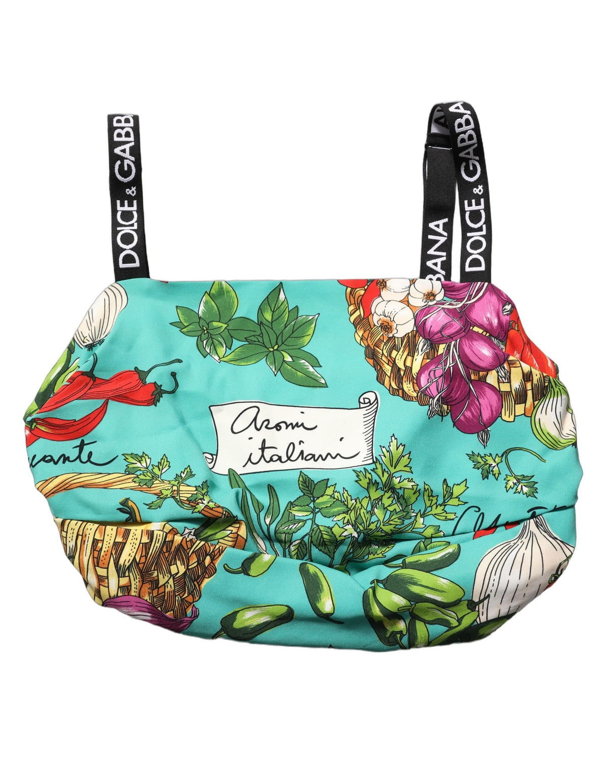 Dolce & Gabbana Women's Crop Top Cropped Silk Tank - Turquoise Print