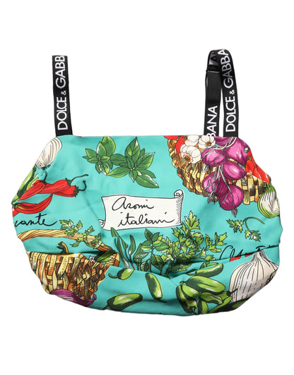 Dolce & Gabbana Women's Crop Top Cropped Silk Tank - Turquoise Print