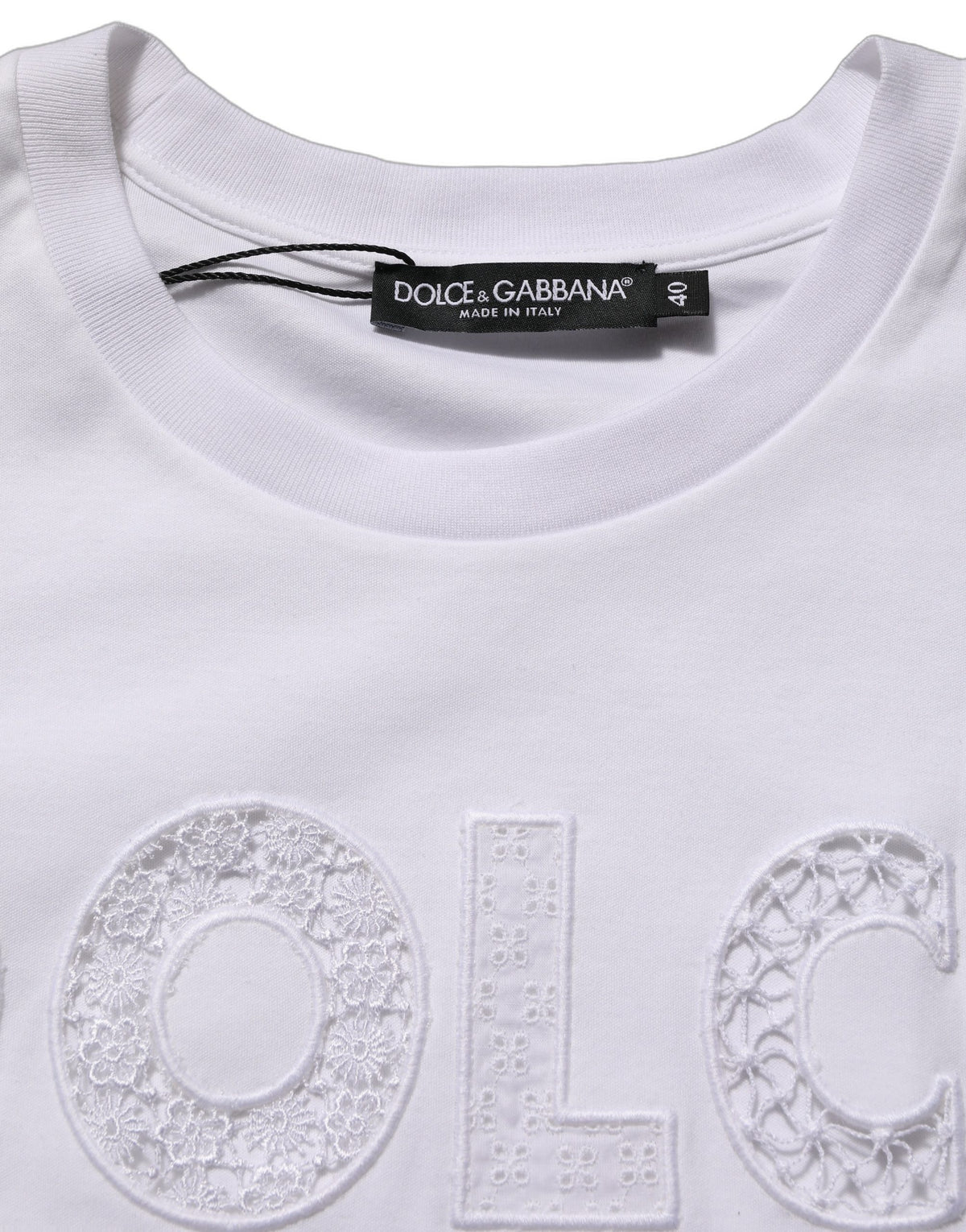 Dolce & Gabbana 9 To 5 Crochet Women's Round Neck Cotton Tank Top - White Signature