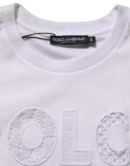 Dolce & Gabbana 9 To 5 Crochet Women's Round Neck Cotton Tank Top - White Signature