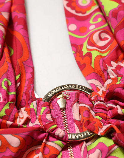 Dolce & Gabbana Women's Crop Top Cropped Halter Neck Silk Tank - Red Paisley Print