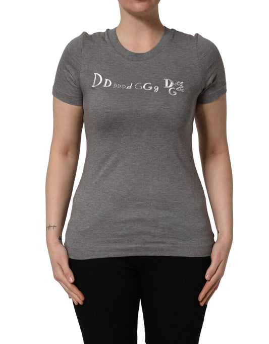 Dolce & Gabbana 9 To 5 Women's Short-Sleeve Round Neck Cotton T-Shirt - Gray