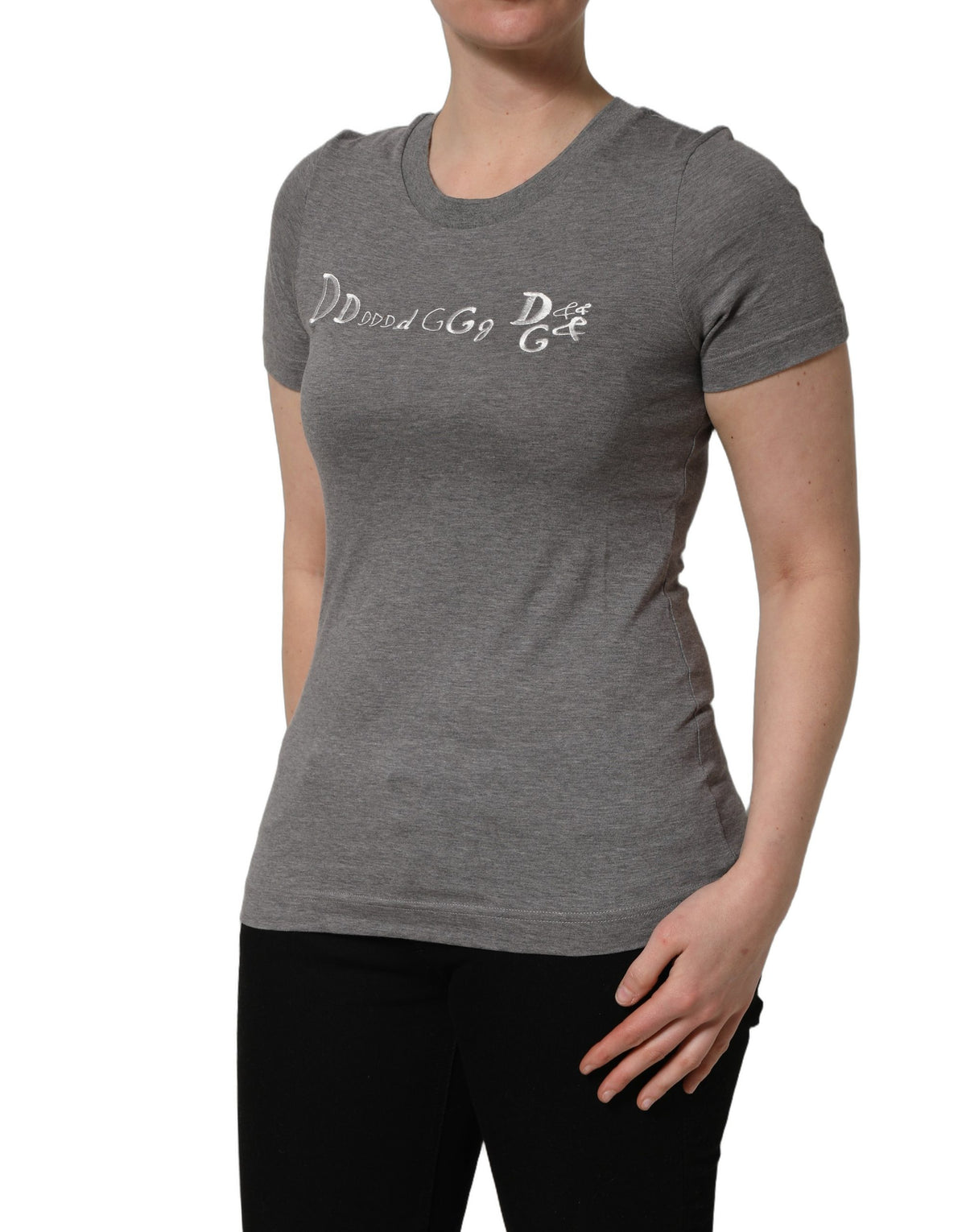 Dolce & Gabbana 9 To 5 Women's Short-Sleeve Round Neck Cotton T-Shirt - Gray