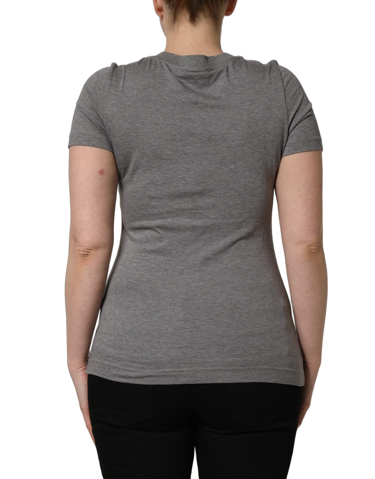 Dolce & Gabbana 9 To 5 Women's Short-Sleeve Round Neck Cotton T-Shirt - Gray