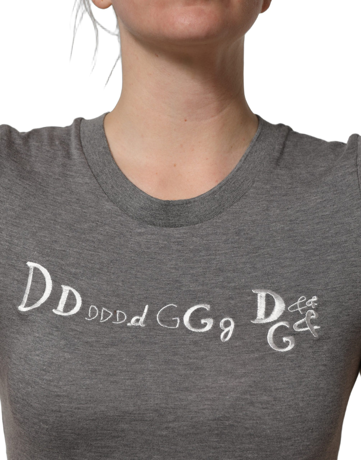 Dolce & Gabbana 9 To 5 Women's Short-Sleeve Round Neck Cotton T-Shirt - Gray
