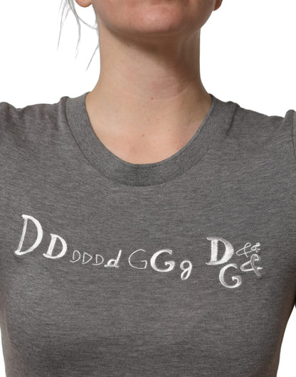 Dolce & Gabbana 9 To 5 Women's Short-Sleeve Round Neck Cotton T-Shirt - Gray