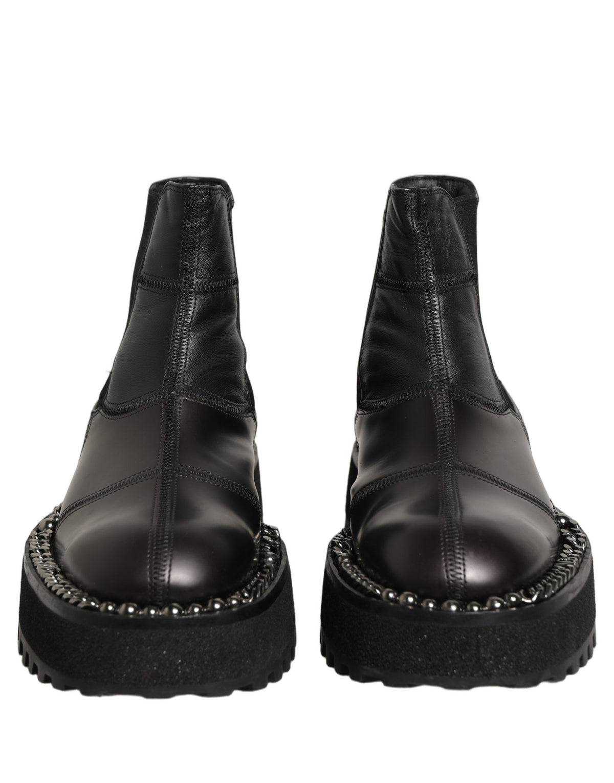 Dolce & Gabbana Men's Lamb Leather Nylon Polyester & Viscose Ankle Chelsea Boots - Black Signature