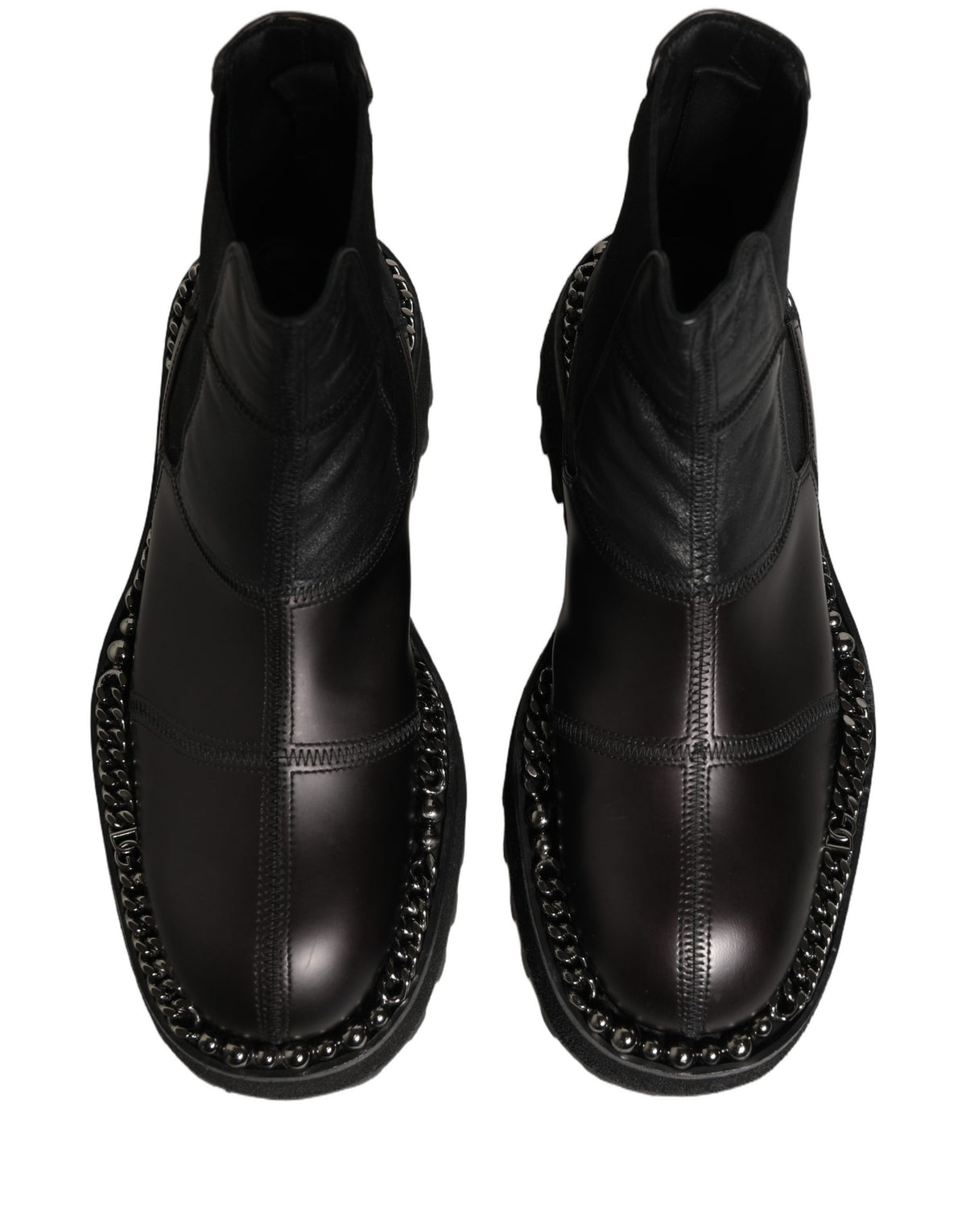 Dolce & Gabbana Men's Lamb Leather Nylon Polyester & Viscose Ankle Chelsea Boots - Black Signature