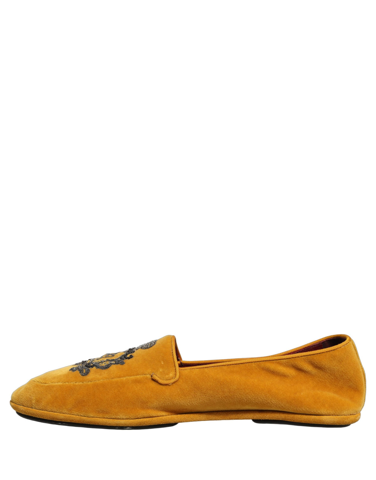 Dolce & Gabbana Men's Leather & Velvet Loafer Slip-On Shoes - Black Yellow Signature