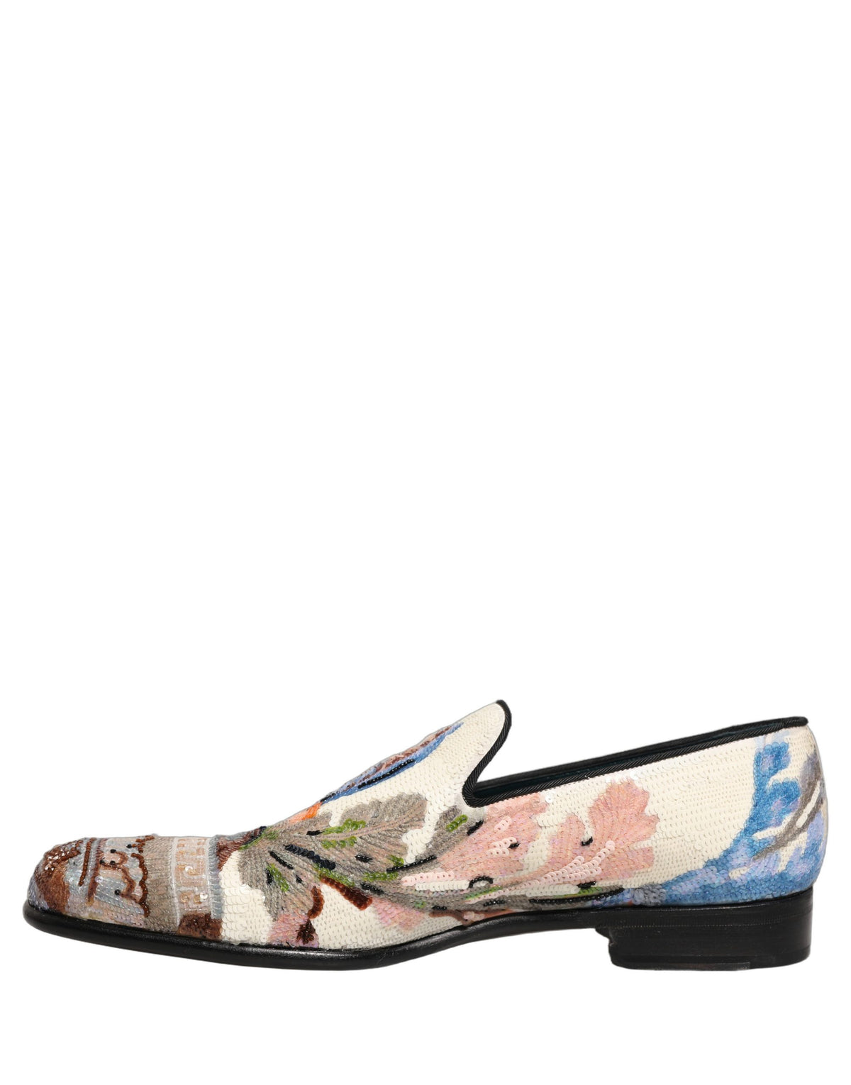 Dolce & Gabbana Men's Leather & Sequins Loafer Slip-On Shoes - Multicolor Signature