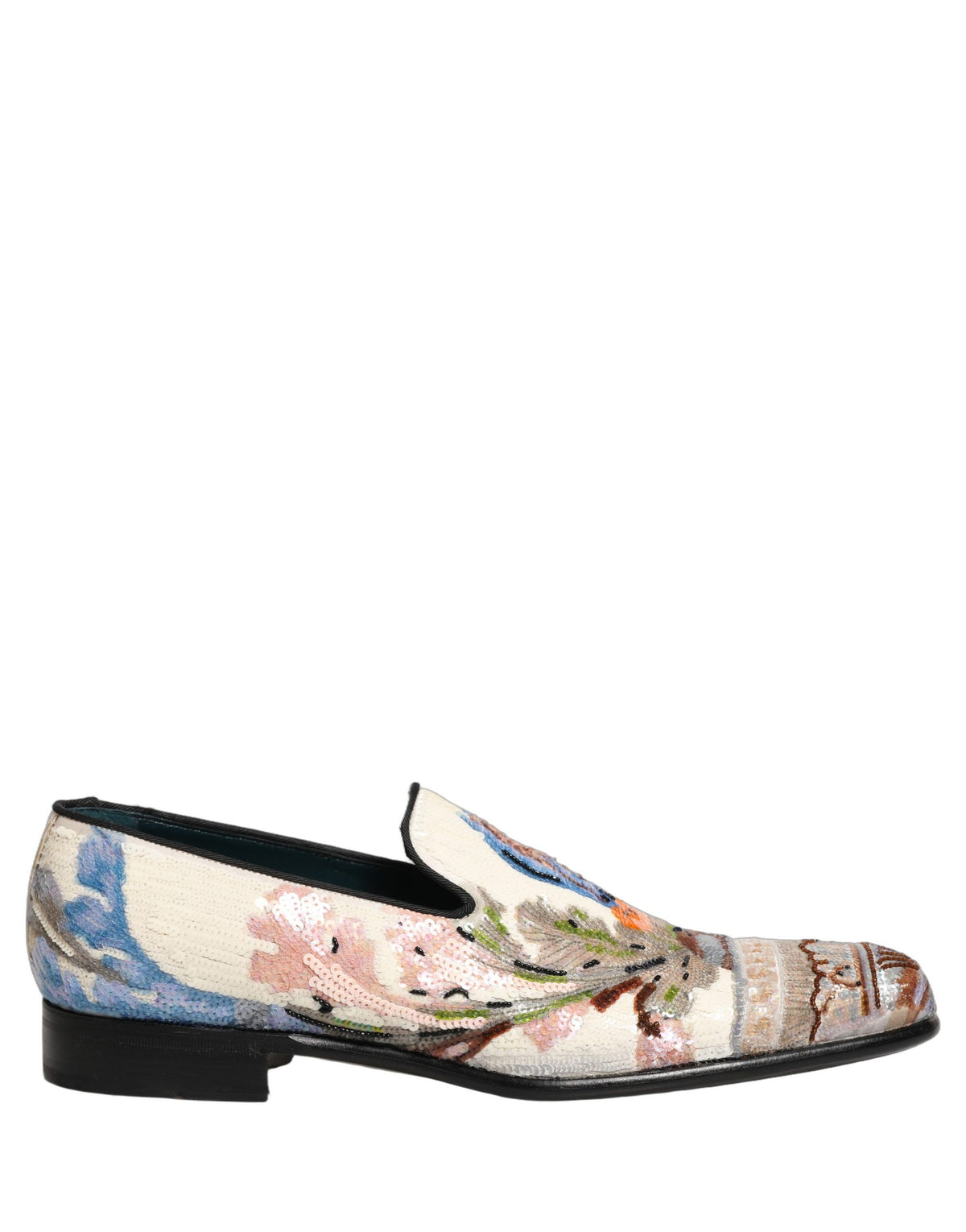 Dolce & Gabbana Men's Leather & Sequins Loafer Slip-On Shoes - Multicolor Signature