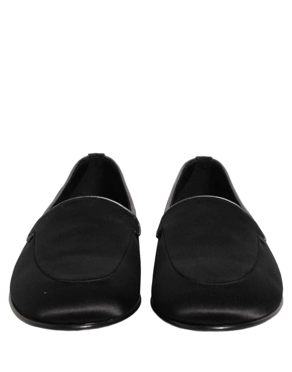 Dolce & Gabbana Men's Calfskin Leather & Satin Flat Loafer Slip-On Shoes - Black