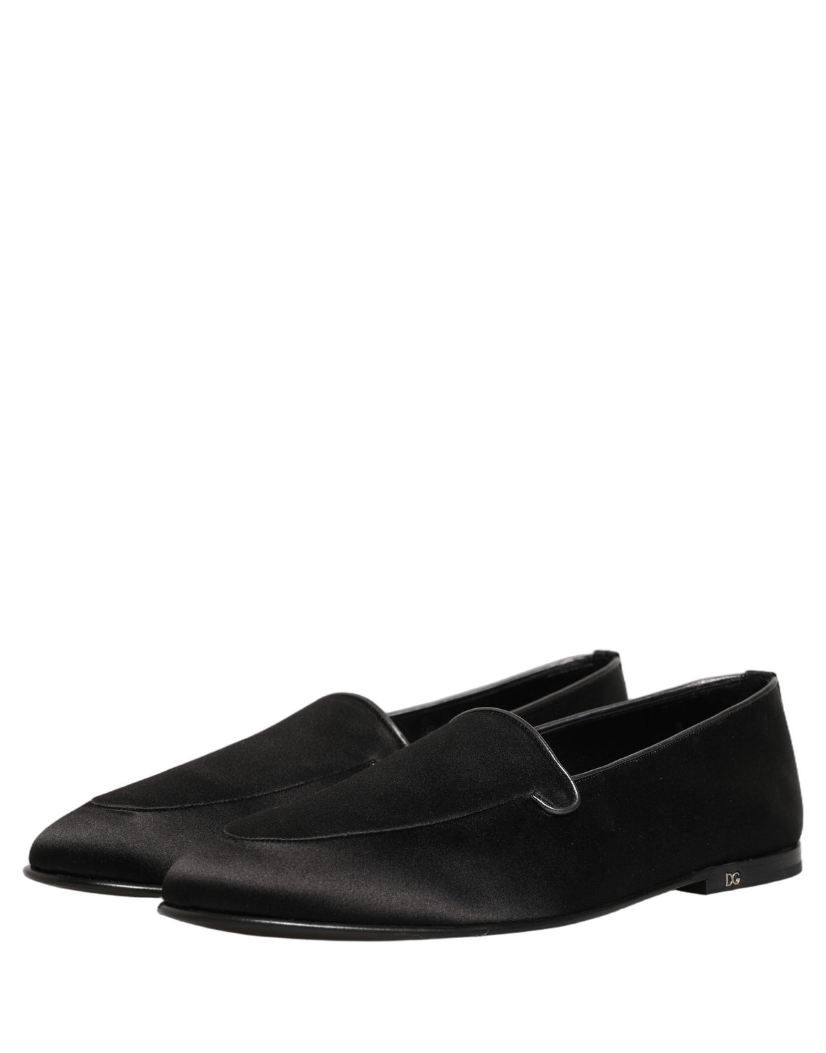 Dolce & Gabbana Men's Calfskin Leather & Satin Flat Loafer Slip-On Shoes - Black