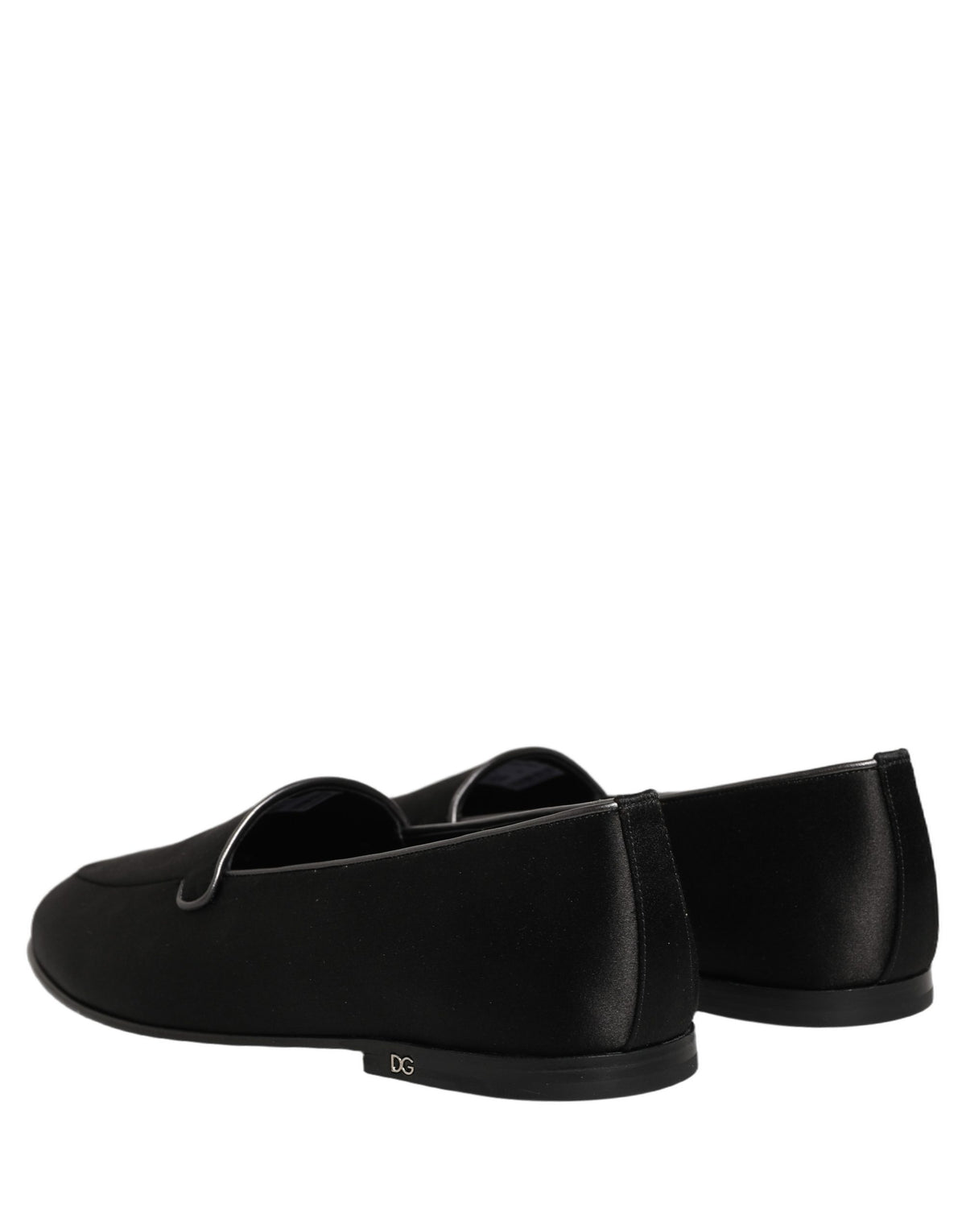 Dolce & Gabbana Men's Calfskin Leather & Satin Flat Loafer Slip-On Shoes - Black