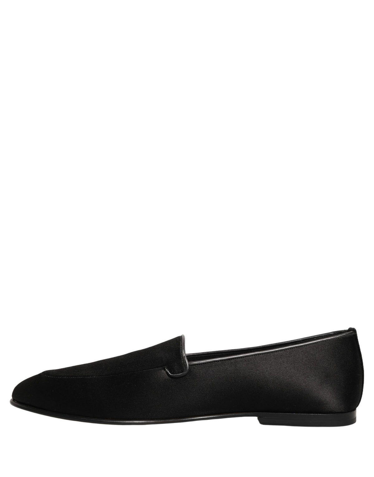 Dolce & Gabbana Men's Calfskin Leather & Satin Flat Loafer Slip-On Shoes - Black