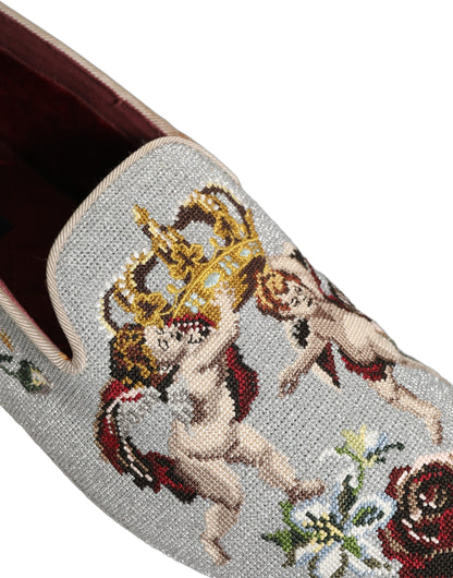 Dolce & Gabbana Men's Leather Loafer Slip-On Shoes - Gray Rose