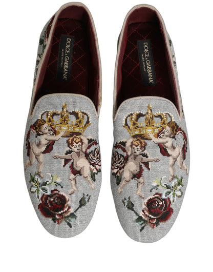 Dolce & Gabbana Men's Leather Loafer Slip-On Shoes - Gray Rose