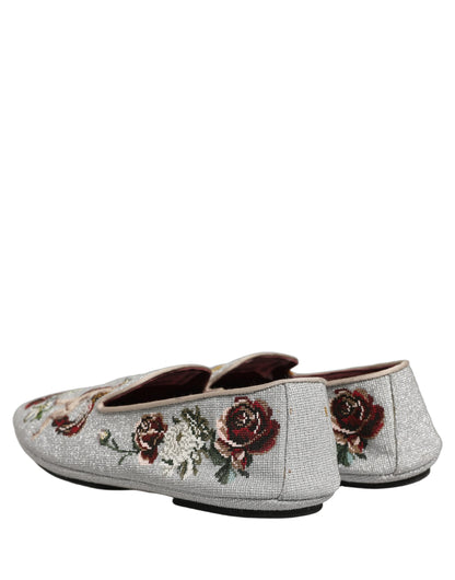 Dolce & Gabbana Men's Leather Loafer Slip-On Shoes - Gray Rose