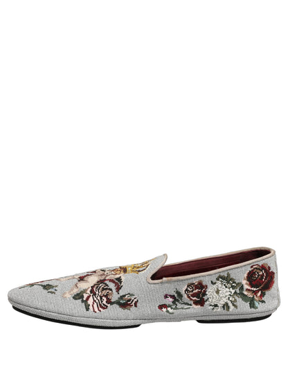 Dolce & Gabbana Men's Leather Loafer Slip-On Shoes - Gray Rose